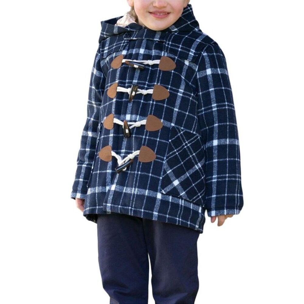 Rachel Riley Girls Check Duffle Coat - Picture 2 of 3